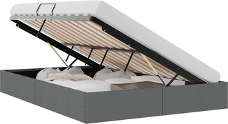 vidaXL Cama Con Almacenamiento Gris Oscuro 153 X 203 Cm Tela Vidaxl
