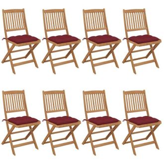 vidaXL Sillas De Jard&iacute;n Plegables 8 Uds Y Cojines Madera Maciza Acacia Vidaxl