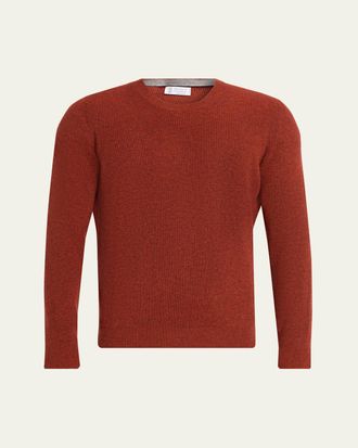 Brunello Cucinelli Mens Crewneck English Rib Cashmere Sweater