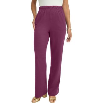 Jessica London Soft Ease Wide Leg Pant in Deep Claret at Nordstrom, Size Medium