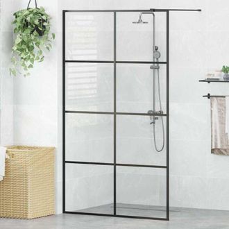 vidaXL Mampara Ducha Accesible Vidrio Esg Transparente Negro 115x195cm Vidaxl