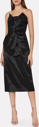 Milly Harlow Bow Taffeta Strapless Dress In Black