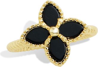 Savvy Cie Jewels 18K GOLD over sterling black onyx ring