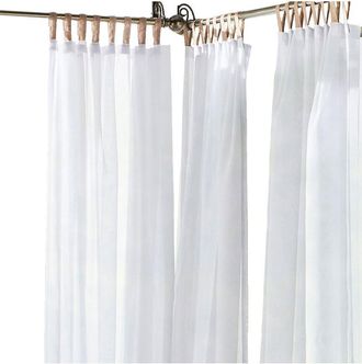 Elrene Darien Solid Indoor/Outdoor Sheer Adhesive Loop Tab Top Window Curtain Panel