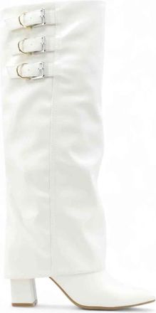 Guess Garica Boot met zijgesp - Dames - Laarzen met Hak - Wit - 36 EU - Leer - Schoenen