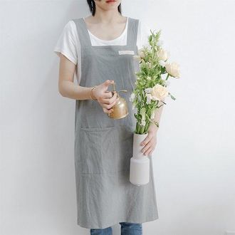 OEM Grembiule Monopezzo In Lino, Grembiule Con Spalline Incrociate E Tasche, Grembiule Da Chef Per Giardinaggio, Cucina, Pasticceria, Floricoltura, Pittur