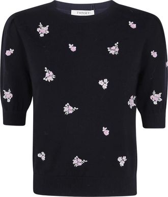 Twinset Ronde hals gebreid - Dames - Ronde hals truien - Zwart - M - Truien & Vesten