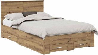 vidaXL Estructura De Cama Con Cabecera Roble Artesanal 120 X 190 Cm Vidaxl