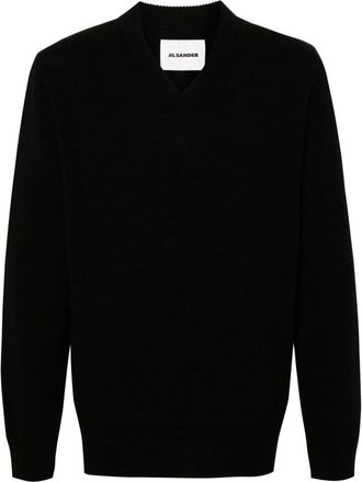 Jil Sander V-neck knitted jumper - men - Polypropylene/Virgin Wool/Wool - 48 - Black