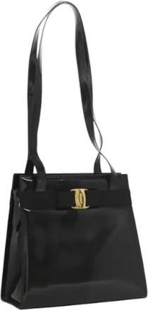 Ferragamo Pre-owned Shoulder Bags, female, Black, Size: ONE SIZE Pre-owned Patent Leather Shoulder Bag