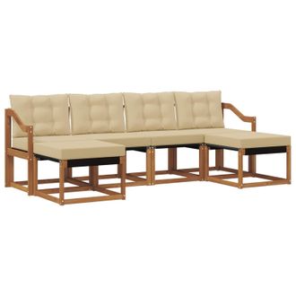 vidaXL Conjunto De Sof&aacute;s De Exterior Con Coj&iacute;n 6 Pcs Natural Y Beige Vidaxl