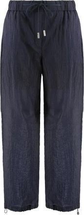 PESERICO Verstelbare trekkoord nylon broek - Dames - Straight fit broeken - Blauw - M - Nylon - Broeken
