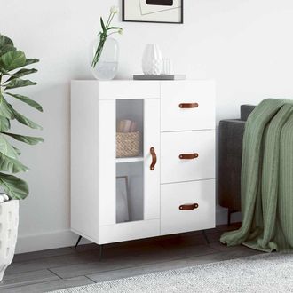 vidaXL Vidaxl - Aparador De Madera Contrachapada Blanco Brillante 69,5x34x90 Cm