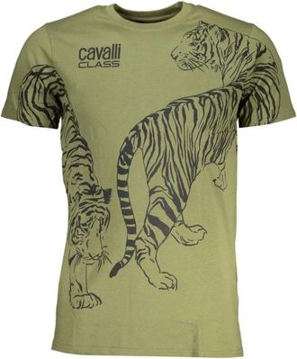 Cavalli T-shirt met korte mouwen - Heren - T-shirts - Groen - L - Katoen - Tops