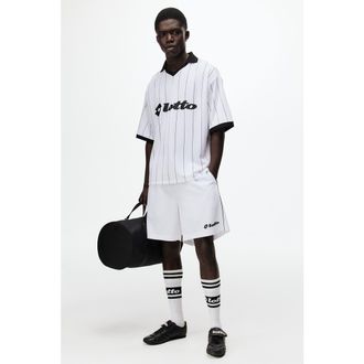 H&M Relaxed Fit Football Shorts in White/lotto at Nordstrom, Size Xx-Large
