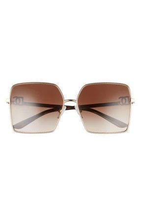 Dolce & Gabbana 60mm Square Sunglasses in Gold/Gradient Brown at Nordstrom