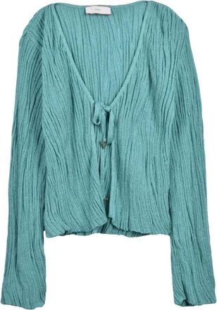 Akep Cardigan in lam&eacute; - Dames - Vesten - Groen - M - Polyester - Truien & Vesten