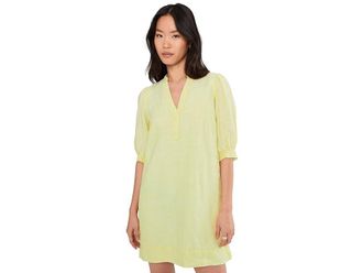 Lilly Pulitzer Mialeigh Elbow Sleeve Linen Womens Clothing Limoncello X Resort White : 16