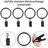 OEM 50 Anillas Para Cortinas Con Clips, Anillas Met&aacute;licas Para Cortinas, Para Barras De Cortina De Ducha, Cortinas De Ventana, Con Ganchos - Negro - Crezu