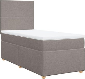 vidaXL Vidaxl - Cama Box Spring Con Colch&oacute;n Tela Gris Taupe 100x200 Cm