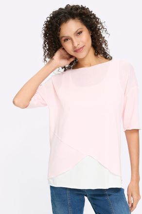 Heine 2-in-1-Shirt HEINE 2-in-1-Shirt, Damen, Gr. 34, hellros&eacute;, 95% Polyester, 5% Elasthan, unifarben, U-Boot-Ausschnitt, Shirts 2-in-1-Shirt