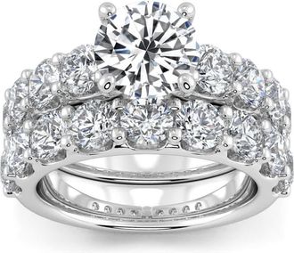 Pompeii3 Certified 6ct Diamond Engagement Wedding Ring Set 14K White Gold Lab Grown Size Selectable