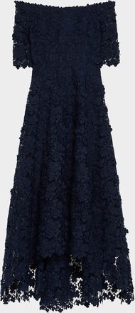 Teri Jon High-Low Floral Lace Maxi Dress
