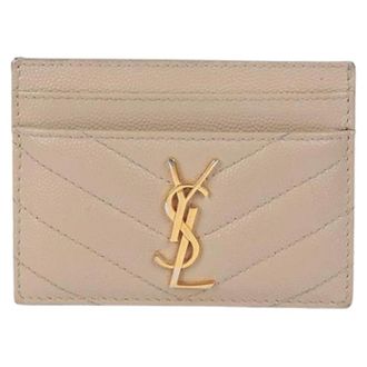 Saint Laurent Pre-owned Wallets, female, Beige, Size: ONE SIZE Pre-owned Monogram Card Case 423291