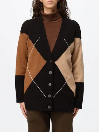 KANGRA Cardigan in lana con scollo a V e fantasia a rombi