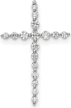 Diamond2Deal 14K White Gold Lab Grown Diamond Cross Chain Slide Pendant (0.16ct, VS, G-H)