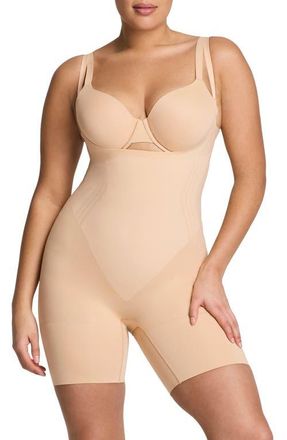 Spanx SPANXsculpt GoFigure Open Bust Shaper Bodysuit in Honey at Nordstrom, Size X-Large