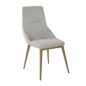 Angel Cerd&aacute; Light Grey Fabric Dining Chair with Dark Gold Legs