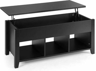 Costway Costway - Mesa De Centro Elevable De Madera Con Compartimiento 104,5x49,5x48,5 Cm Mesa De Caf&eacute; (negro)