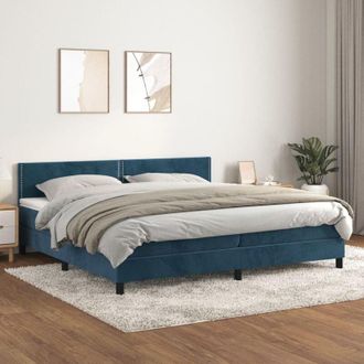 vidaXL Cama Box Spring Con Colch&oacute;n Terciopelo Azul Oscuro 200x200 Cm Vidaxl
