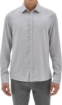 Robert Barakett Mount Eden Twill Button-Up Shirt in Light Grey at Nordstrom, Size X-Large