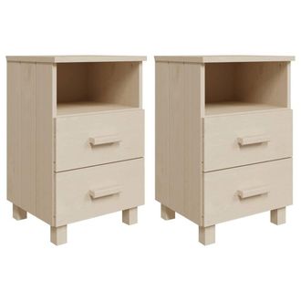 Berkfield Home Bedside Cabinets HAMAR 2 pcs Honey Brown 40x35x62 cm Solid Wood in Tan | Size: 40 x 35 x 62 cm