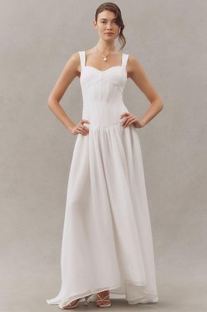 Elliatt Emi Corset Sheer Drop-Waist Maxi Dress