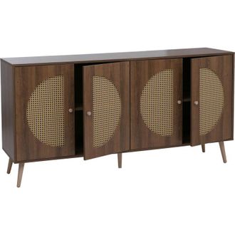 Hhg [nunca Usado] Aparador Hhg-894, Armario Con Puertas, Cajones, Compartimentos De Almacenamiento, Frente De Polirrat&aacute;n, Mdf Melamina, 80 X 160 X 40 Cm, 