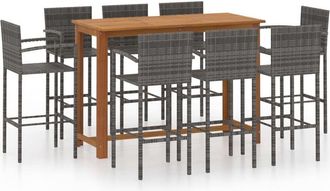vidaXL Conjunto De Bar Para Jard&iacute;n 9 Piezas Gris Vidaxl