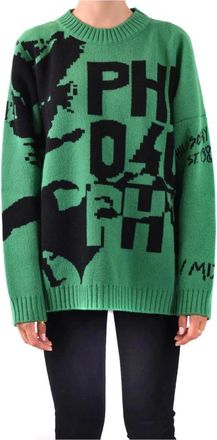 Philosophy di Lorenzo Serafini Rondgebreide trui - Dames - Ronde hals truien - Groen - 2XS - Truien & Vesten