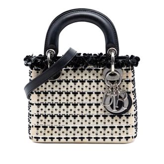 Dior Pre-owned Dior Mini Canvas Bead and Sequin Embellished Lady Dior Ladies LBS8NL0QIPM9LHB7
