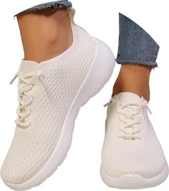 Generic Womens Casual Running Shoes Knit Wedge Lace Up Sneaker Fashion Mesh Breathable Non Slip Lightweight Walking Shoes Women Wide Width Sports Workout Hiki