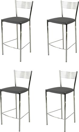 Tommychairs Tommychairs 4 Taburetes Elegance Acero Cromado Asiento Polipiel Gris Oscuro