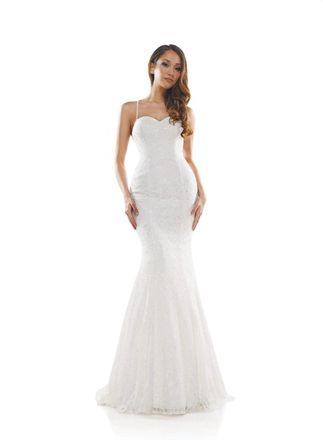 Colors Dress Lace Open Back Gown In White