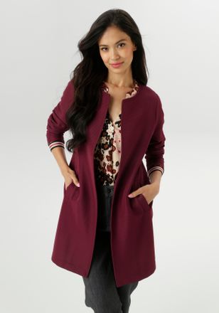 Aniston Longblazer ANISTON SELECTED, Damen, Gr. 36, rot (bordeaux), Ottomane, Obermaterial: 100% Polyester, unifarben, figurumspielend ca. Mitte Oberschenkel,