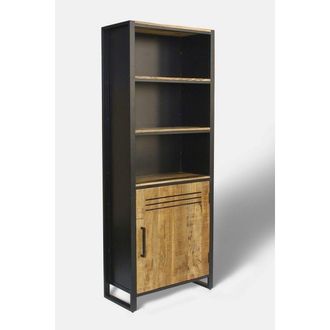 Jaipur Furniture Frais Range Bookcase - Mango Wood - L35 x W73 x H190 cm - PP Sawn Finish in Black