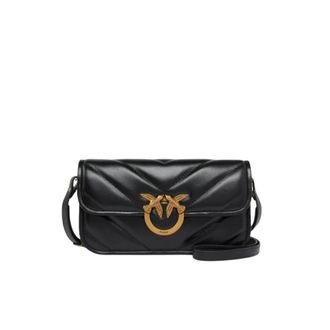 Pinko Love Box Baguette - Dames - Schoudertassen - Zwart - ONE Size - Katoen - Tassen