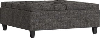 Simpli Home Harrison 40In Transitional Square Large Coffee Table Storage Ottoman