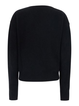 Federica Tosi Womens Sweater Crossed Pull Black Wool Tops Top