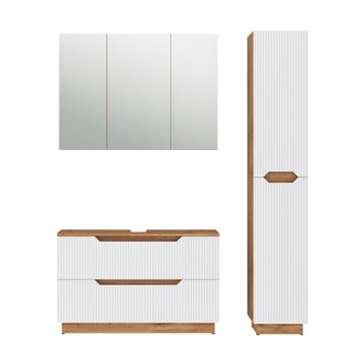 Vicco Juego De Muebles De Ba&ntilde;o De 3 Piezas Lotta, Roble/rayas Blancas, 3 Partes, Vicco